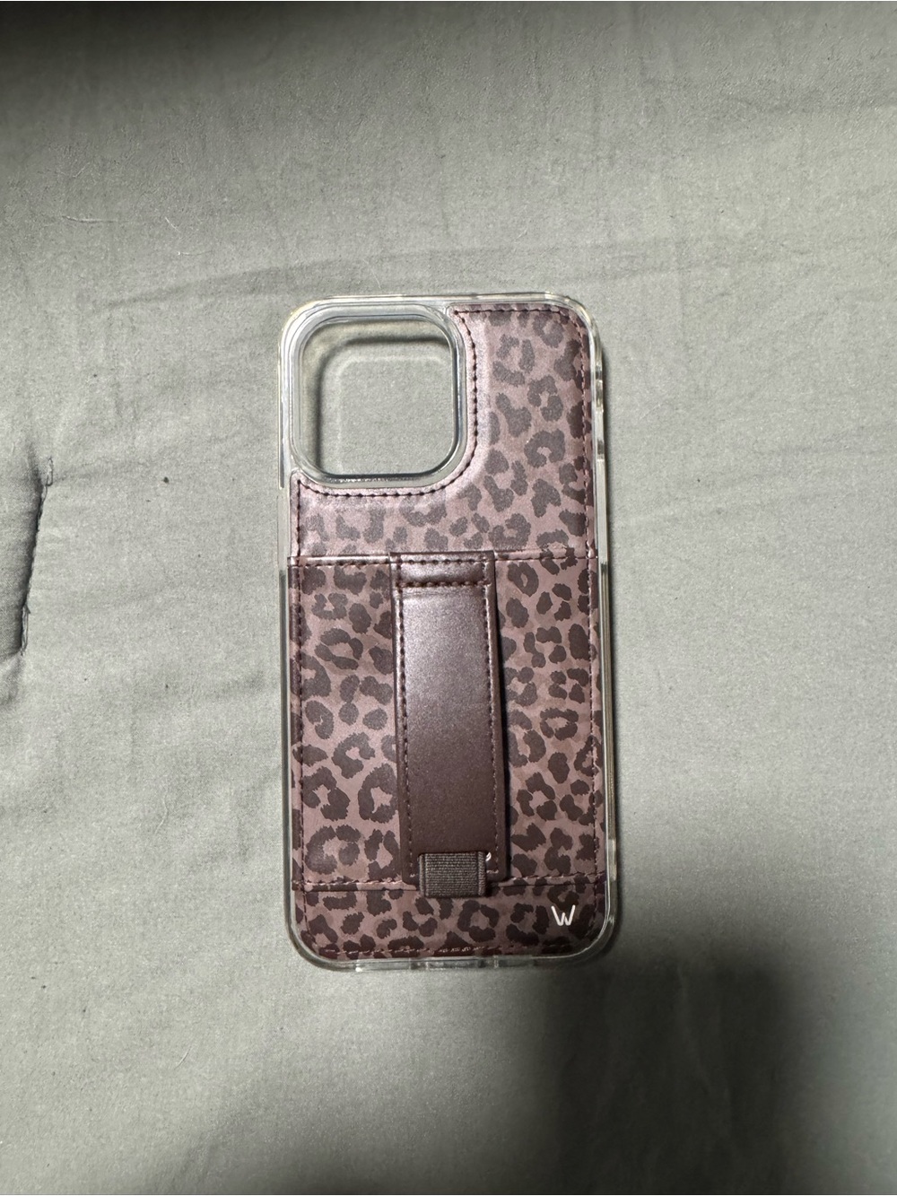 iPhone 15 pro max W Brown Leopard Print Phone Case with Strap